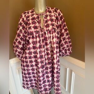 Abbey Glass purple Pansy Ikat Floral Print Dress size XS